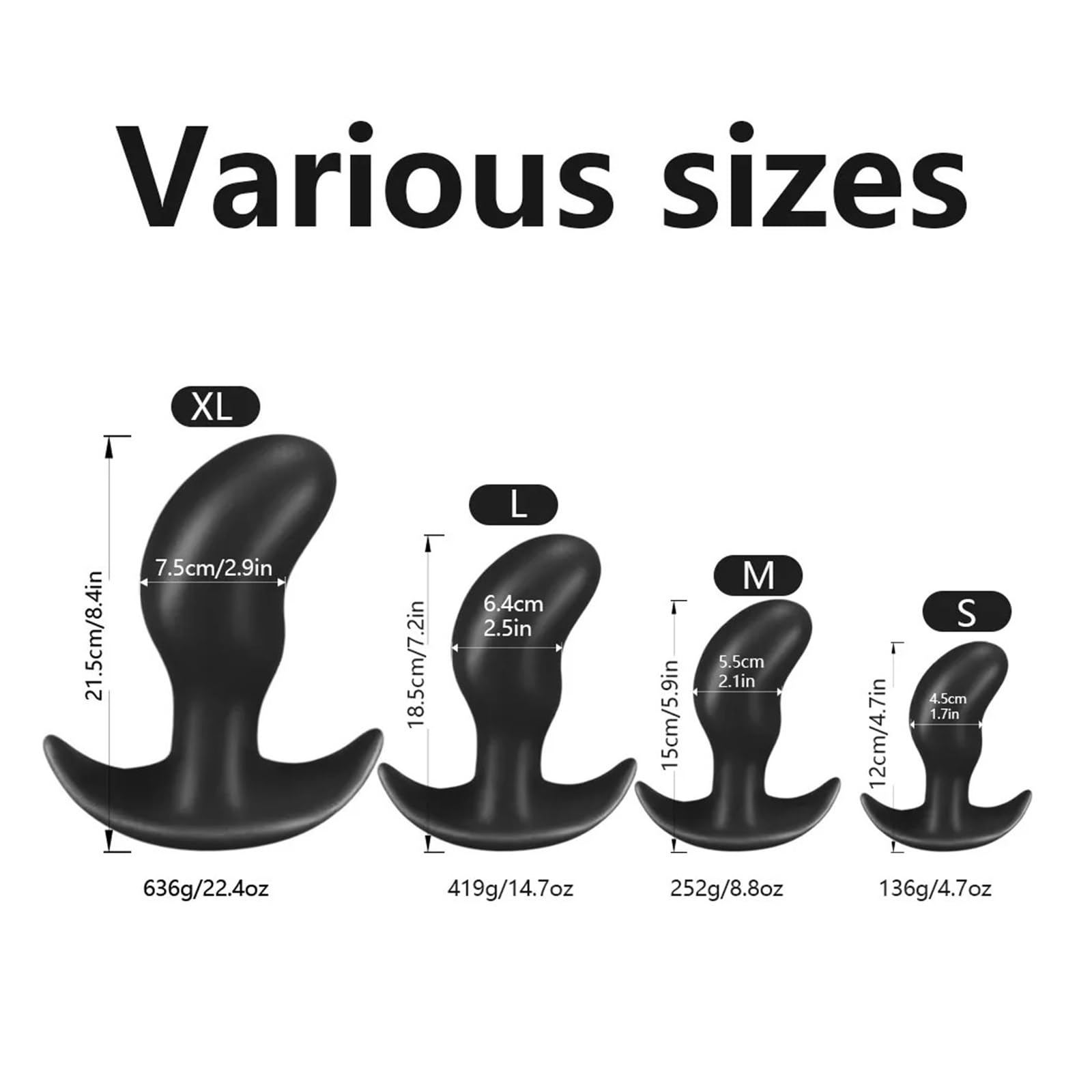 Huge Dildo Anal Plug Sex Toys for Women Silicone Buttplug Anal Trainer for Couple Anal Toy BDSM Prostate Massager Anus Dilatador (Color : ): Anal Plug M