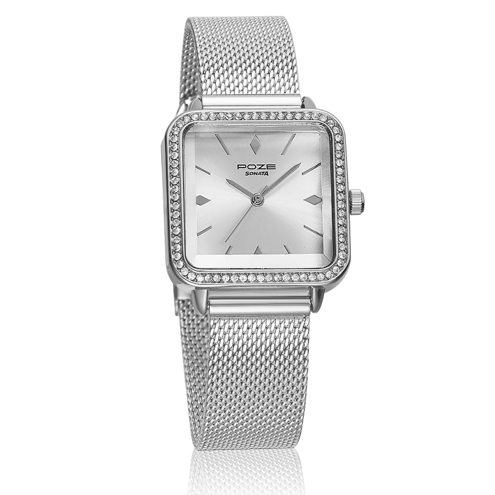 Sonata Poze Quartz Analog Silver Dial Stainless Steel Strap Watch for Women-SP80030SM01W (B0CT5GWPWL) Amazon Price History, Amazon Price Tracker