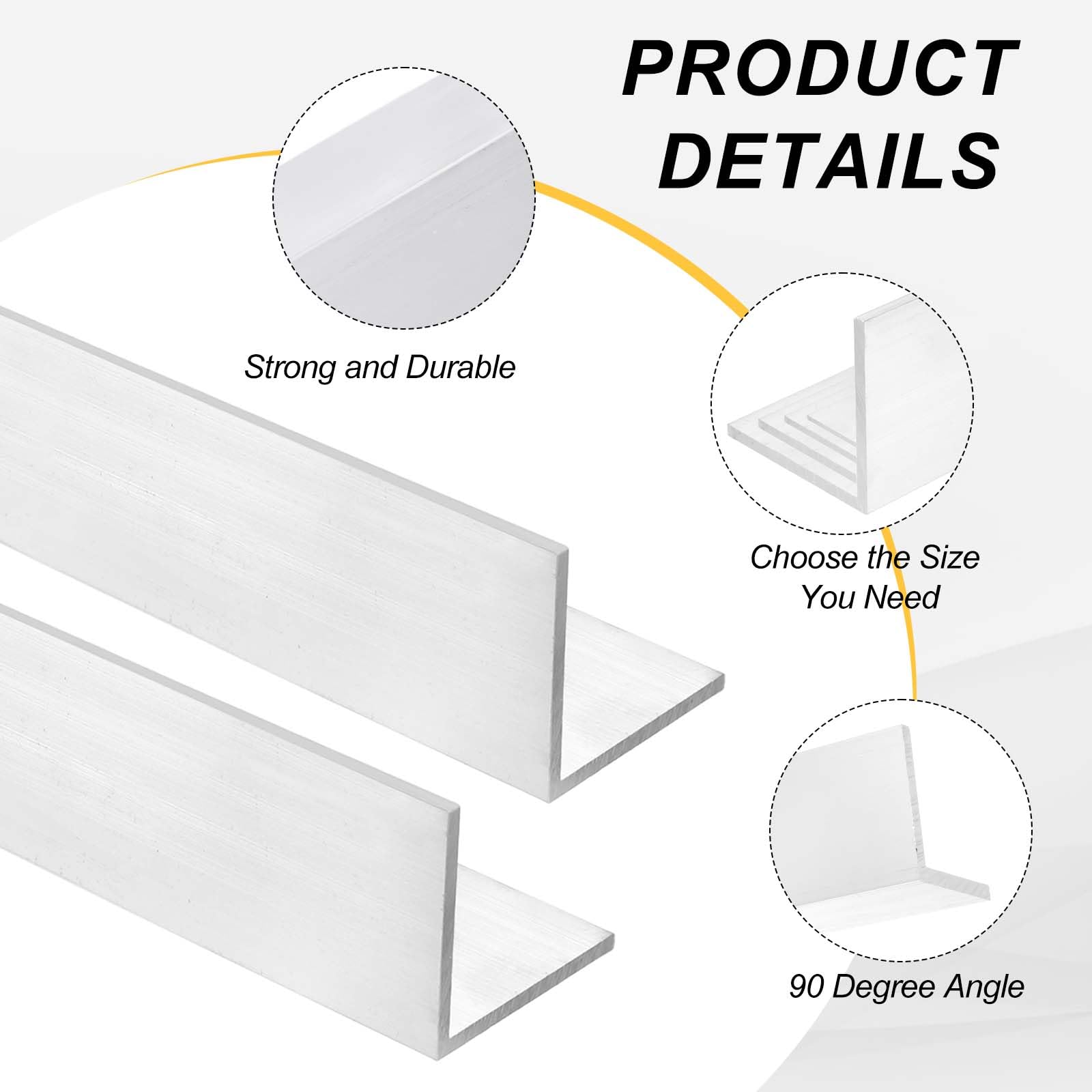 QUARKZMAN 3.94 Pouce Profilé D'Angle En Aluminium, 3-5/32"x3-5/32"x15/64" Angle Argenté Aluminium 6061, Tempé T6 Brut De Laminoir Pour Projets DIY, Construction Industrielle