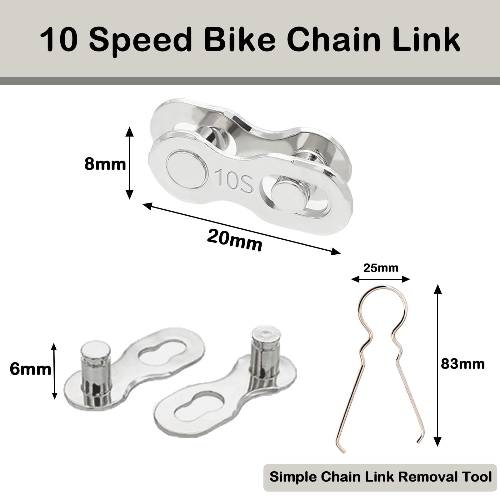 10 Paia Di Maglie Per Catena Bici 10 Velocità – Connettori In Acciaio Riutilizzabili Con Strumento Di Rimozione, Per MTB E Bici Da Strada