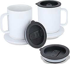 Coffee Mug Lids for Ember 14 oz Temperature Control Smart Mug 2, Splash Proof Open - Close Slide Lid, Coffee Mug Lid Replacement with Sealing Silicone, 100% Perfect Fit Coffee Cup Cover (14 oz Mug 2 Pack)
