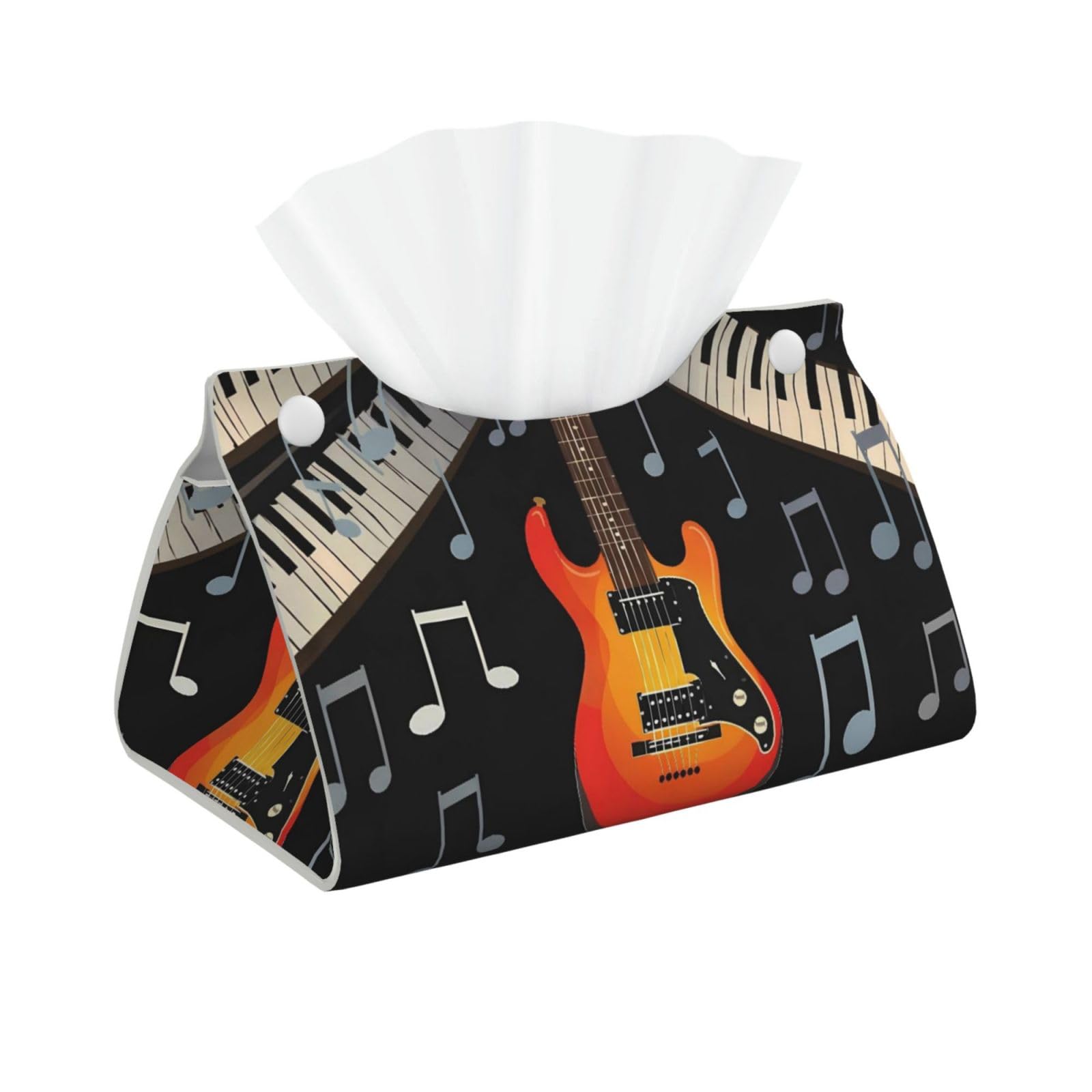 Guitar Piano Pattern Long Tissue Box Cover Holder Home Decor Aesthetic 7.87'' x 5.12'' x 0.98''