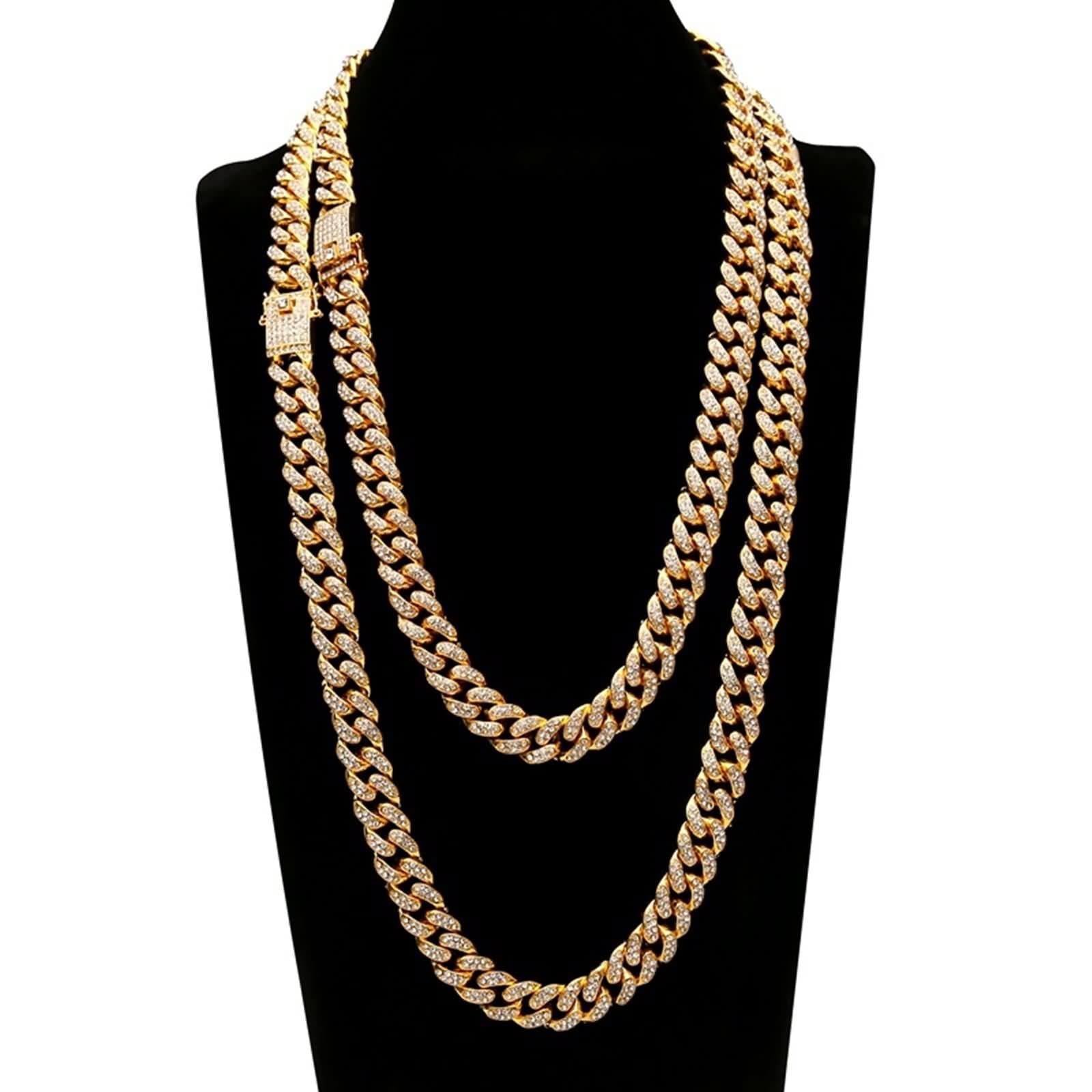 Collana Uomo a Catena,Collana Lunga Uomo 50-75 cm Catenina 12.5 mm Catena Cubana Collana Uomo Catena Lega Collana a Catena Oro Uomo