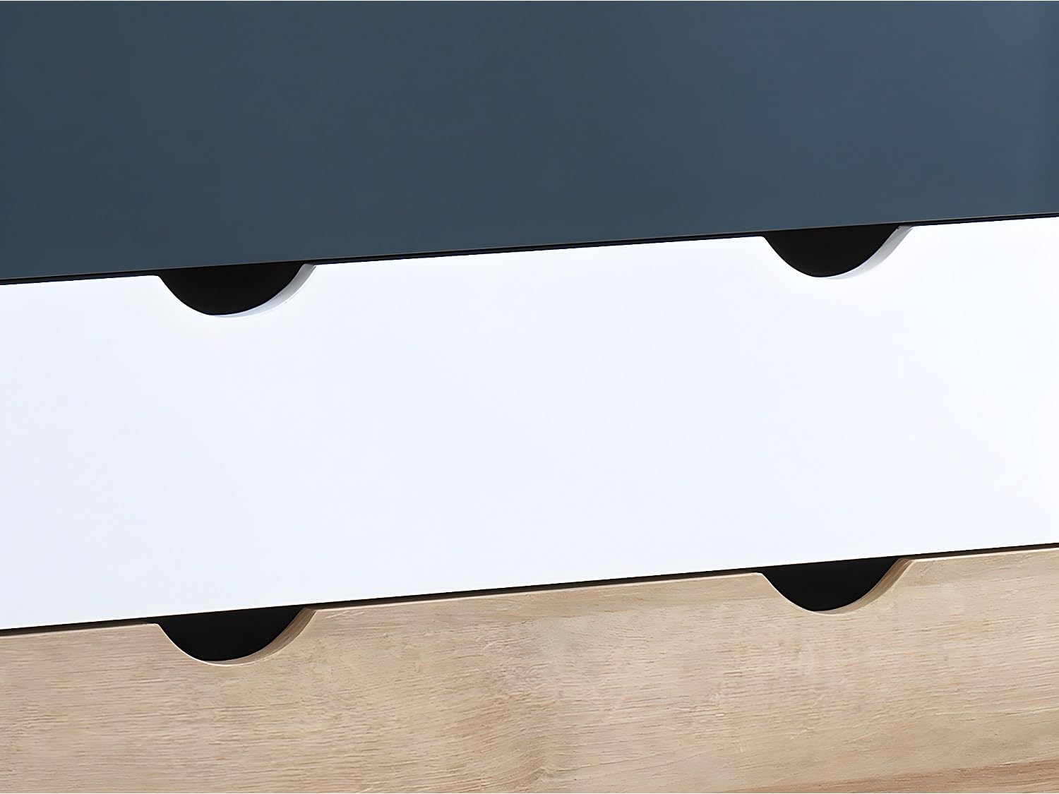 Vente-unique - Comò 6 cassetti le, Bianco e Blu marine - LURVIA