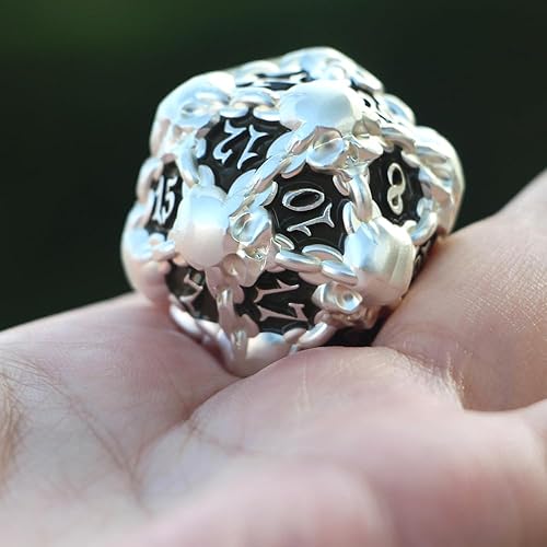 Miniatura 4 de DNDWoW Big Metal Skull D20 Dados Silver Black Skull Dice BKSH
