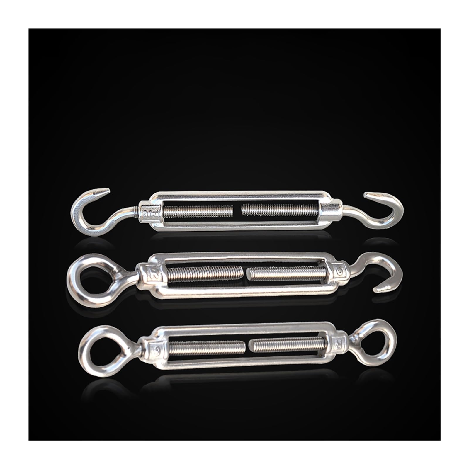 Tenditori in Acciaio Inox, 1 tenditore a Doppio Occhiello/Doppio Gancio/Gancio e Occhiello in Acciaio Inossidabile 304(Double Eye,M14)
