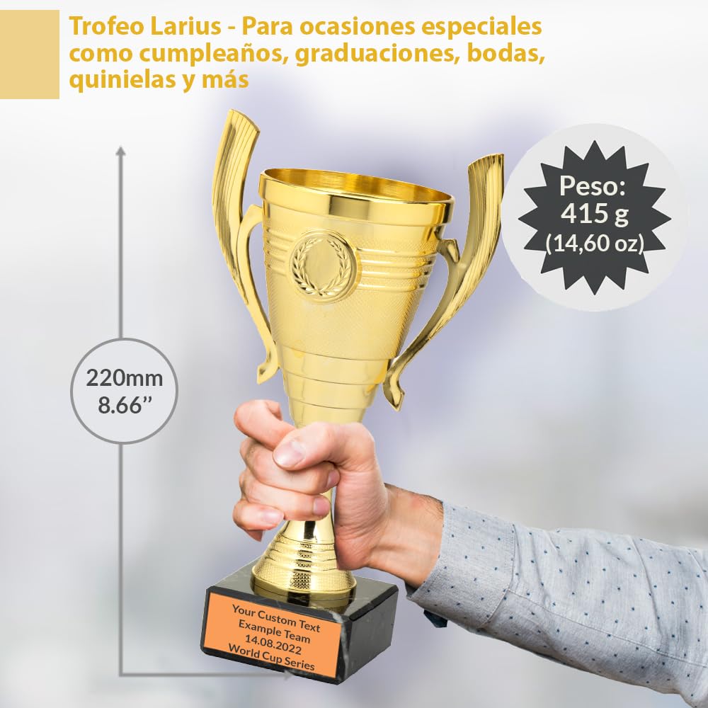 Trofeo Universal Larius de 22 cm con Base de Mármol Personalizable para Deportes y Premios