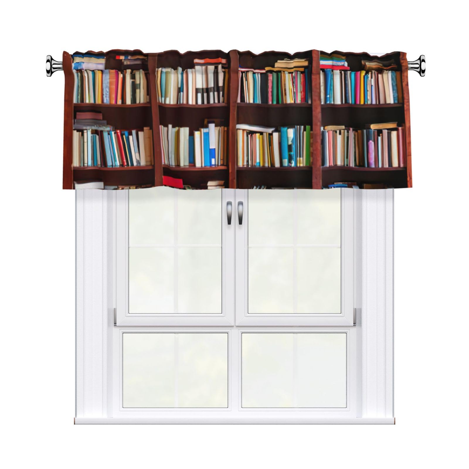 aacxzff books Print Curtain Valance 54"x18" (WxL) for Kitchens Bathrooms Bedrooms Balconies Living Rooms