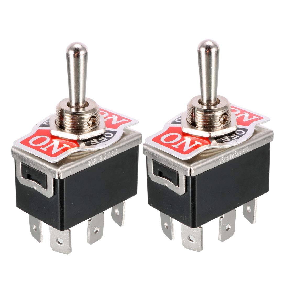 Uxcell Black Sourcingmap 2 Pcs Ac 250V/10A 125V/15A Dpdt 3 Position On/Off/On 6 Pins Toggle Switch