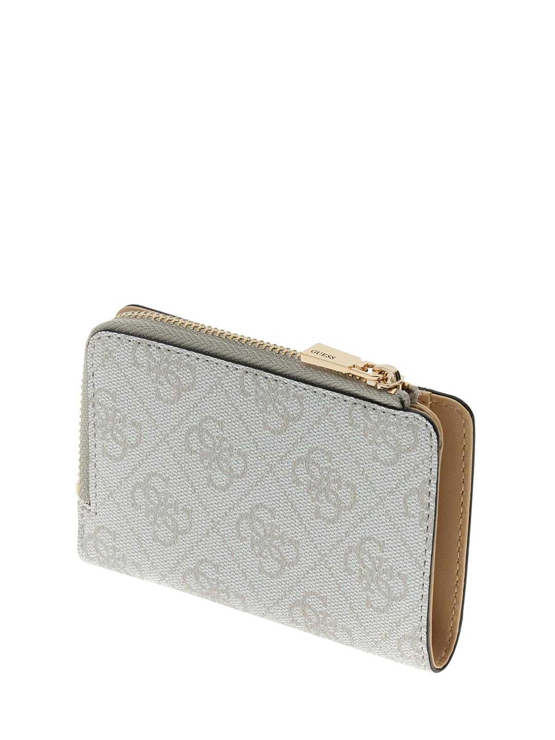 GUESS Monedero Laurel II SLG Zip Around Card Case Bone Logo Crema