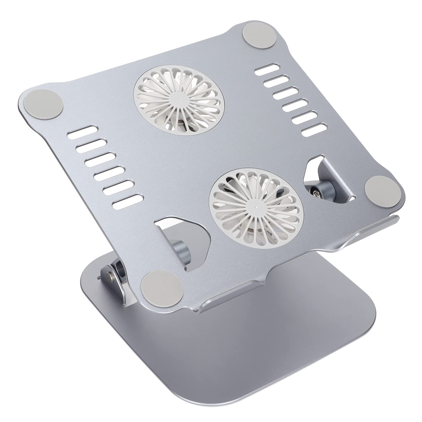 Soporte Ergonómico para Portátil de Aleación de Aluminio con 2 Ventiladores de Refrigeración para Ordenador, Soporte de Refrigeración Portátil Plegable para Portátiles de (Gris)