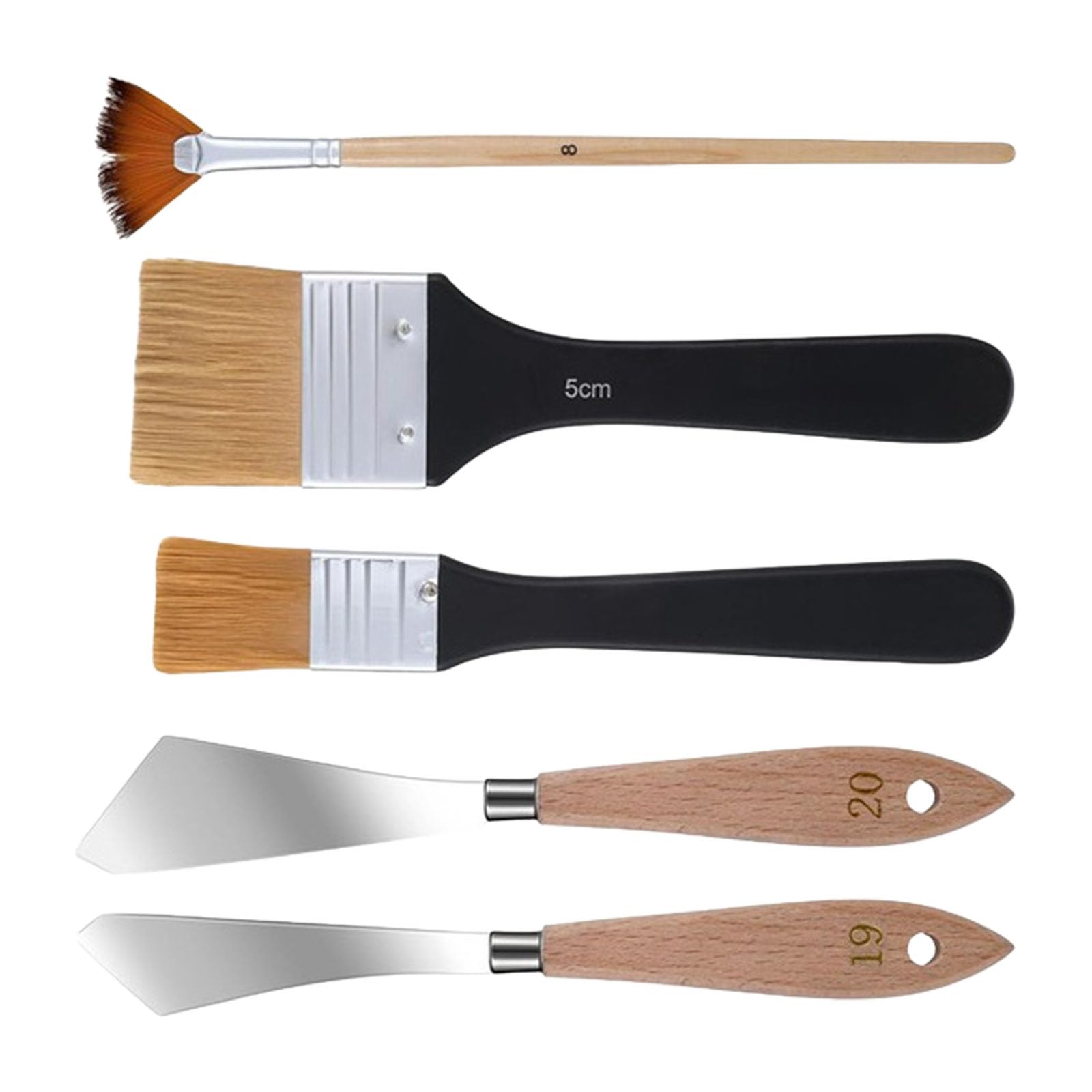 Nucelit Permanent Nylon Art Brushes Set Includes Flat Fan Liner Parser Perfect for Various Mediums and Techniques Multi Purpose Nylon Brushes