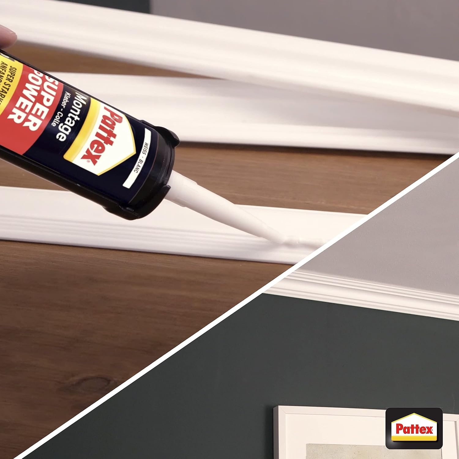 Pattex Montagekleber Super Power, Baukleber mit superstarker Anfangshaftung, Kraftkleber für saugende Materialien, Kleber für innen & außen, Aktionspack mit 12 x 370g, 9H PXS37