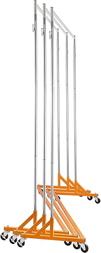 Miniatura 10 de VEVOR Perchero Z de grado industrial con base Z, estante de ropa con ruedas Z de altura ajustable, base en Z de acero resistente con ruedas con
