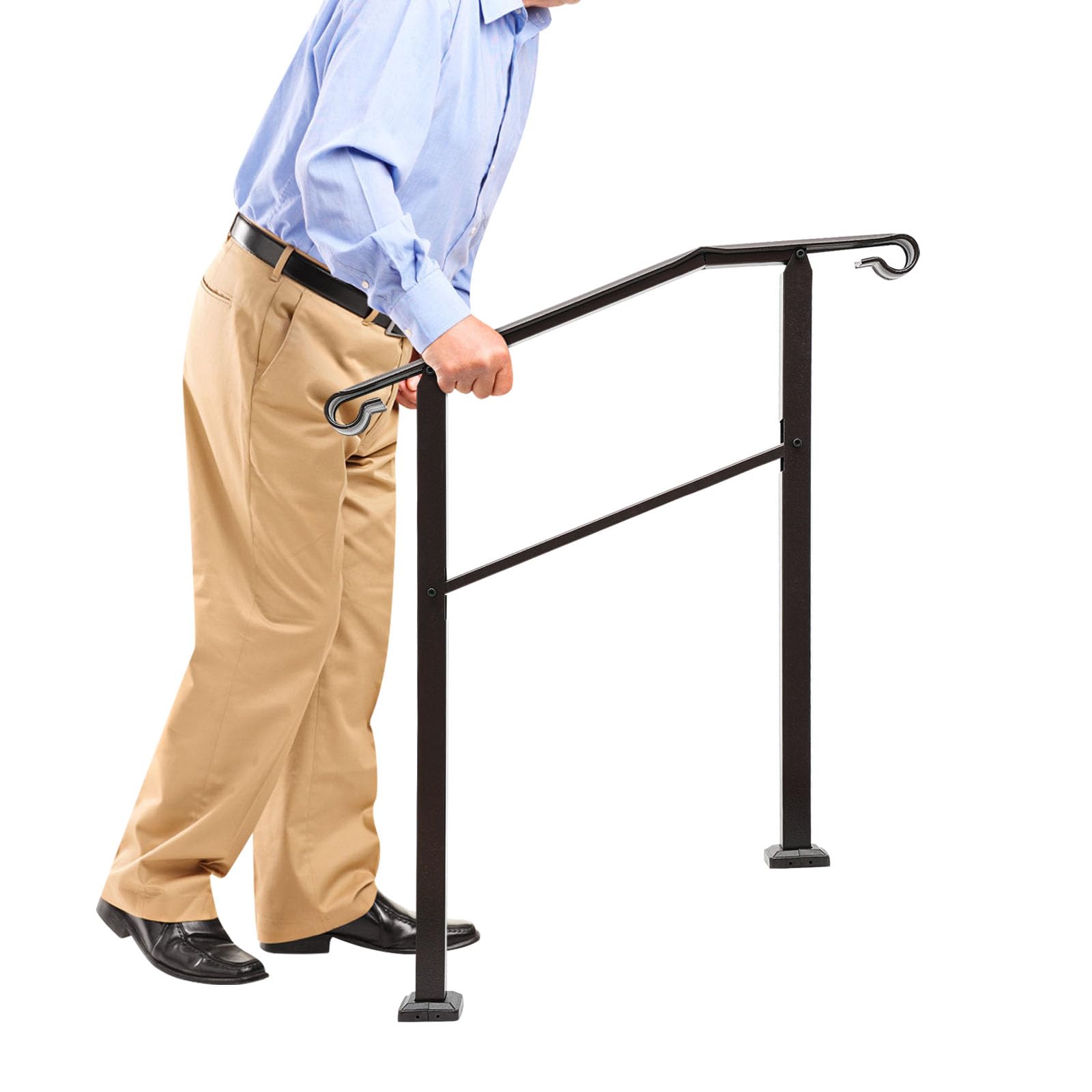 3 Step Handrail Outdoor Stair Rail for Porch Garden Balcony Entryway 400kg