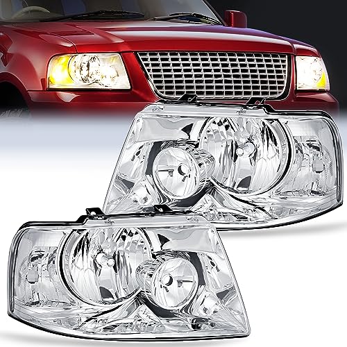 Image of Nilight Headlight Assembly Compatible with 2003 2004 2005 2006 Ford Expedition Headlamps Replacement Chrome Housing Clear Reflector Lens Driver and Passenger Side