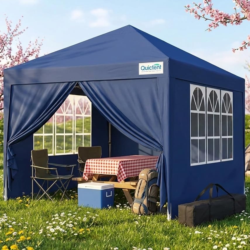Quictent Faltpavillon 3x3m wasserdicht | Partyzelt, Gartenpavillon, mit Seitenwänden, UV-Schutz 50+, Tragetasche inkl, Stahlrahmen, einfacher Aufbau