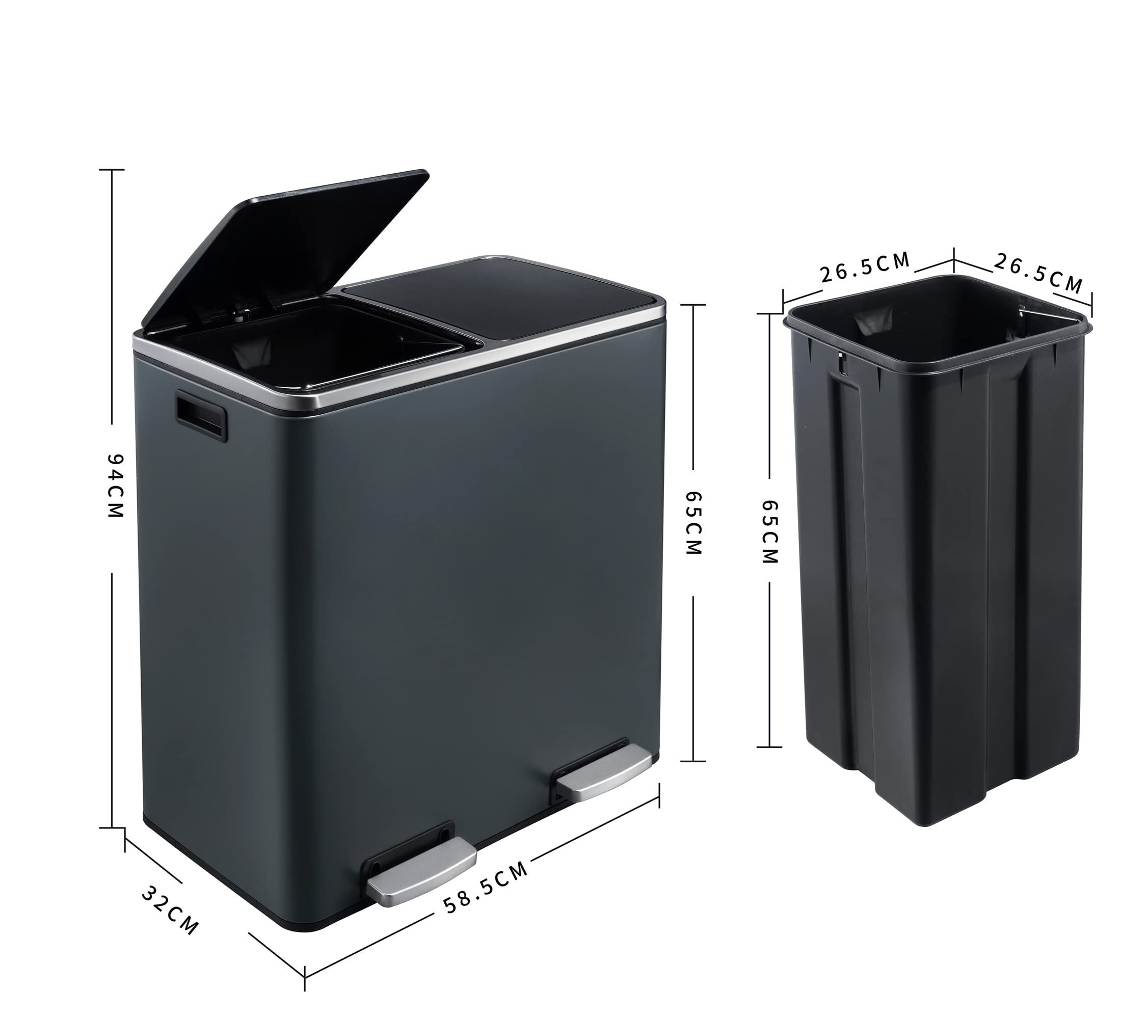 Amazon.com: Heim Concept 60L Dual Compartment Trash Can - Matt