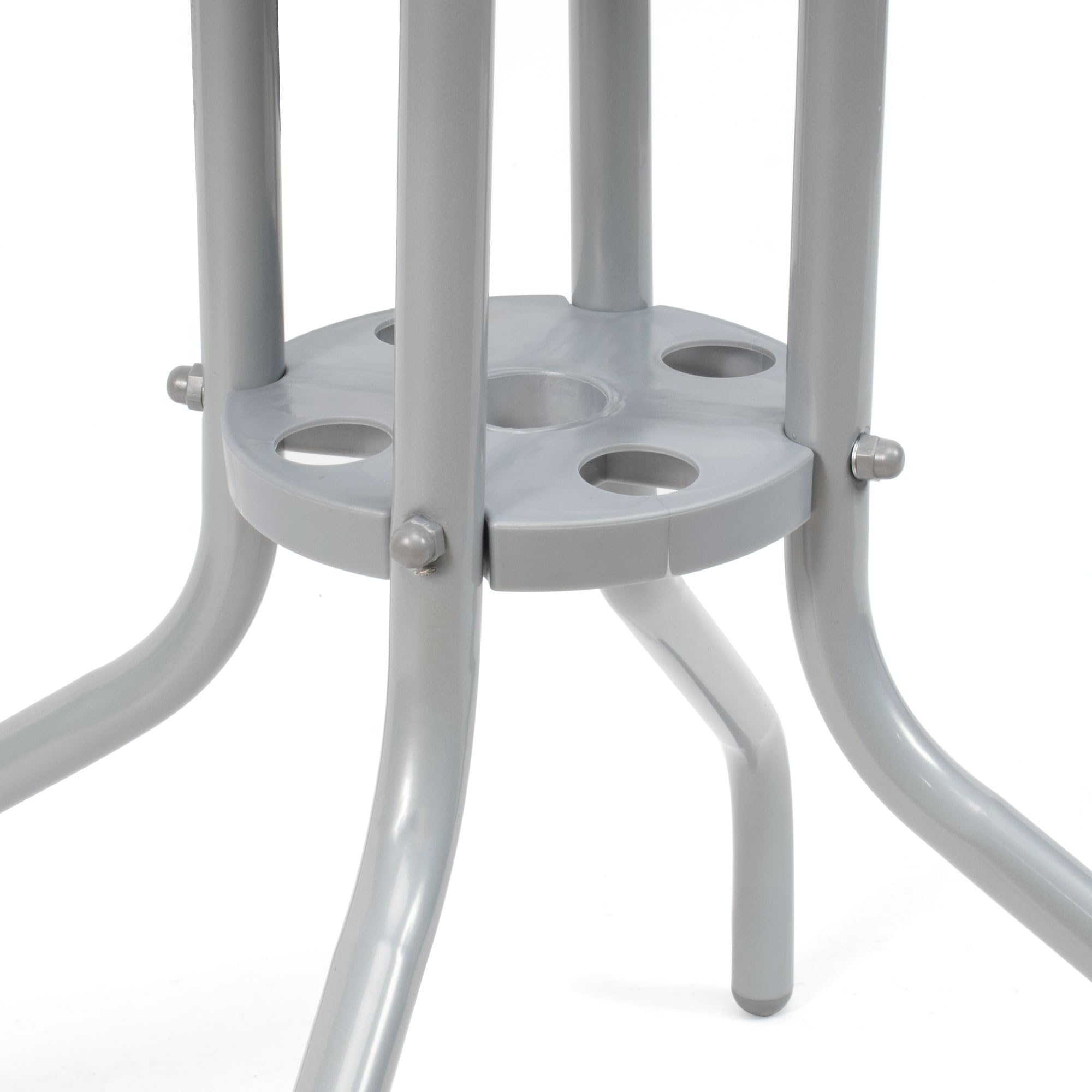 THE SECRET HOME - Mesa Redonda de Metal con Base de Cristal Texturizado - Alto. 70 cm x Ø80 cm - Mesa para Jardín, Terraza, Patio o Balcón (Gris - Ø80 cm)