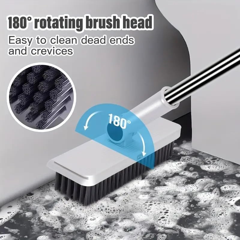 Image of Broom with Dustpan Combo Set, 3 in 1 for Sweeping Indoor and Push Broom Outdoor with Dust Pan, 14.2 to 48.8 inch Adjustable Long Handle Broom and Dustpan Set (Grey)