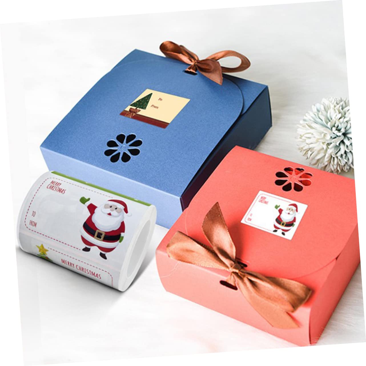 VILLCASE 8rotoli Adesivi Natalizi Rettangolari Per Scatole Stickers Decorativi Per Etichette Autoadesive Per e Confezioni Colori Accattivante