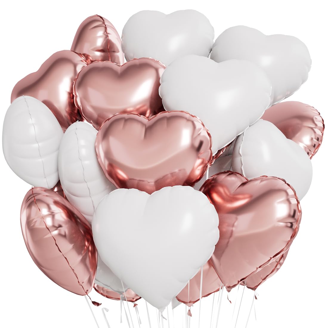 Palloncini Foil A Cuore - 24 Pezzi Bianco E Crema Per San Valentino, Matrimoni E Feste - Foto 5