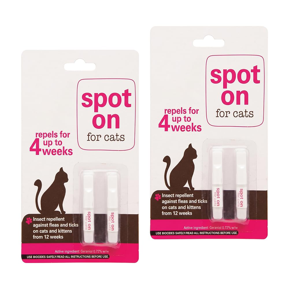 Flea & Tick Spot-On Repellent for Cats, 2 Pack
