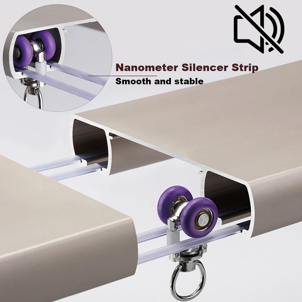 Heavy Duty Ceiling Curtain Track with Silent Rollers - Double Aluminum Curtain Rail for RV, Living Room, Hospital & Bedroom - 5.6FT/170CM (Apricot Color)