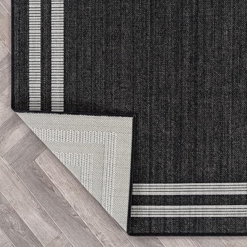 Tapete decorativo tejido plano 5' x 7' negro/ivory miniatura 6