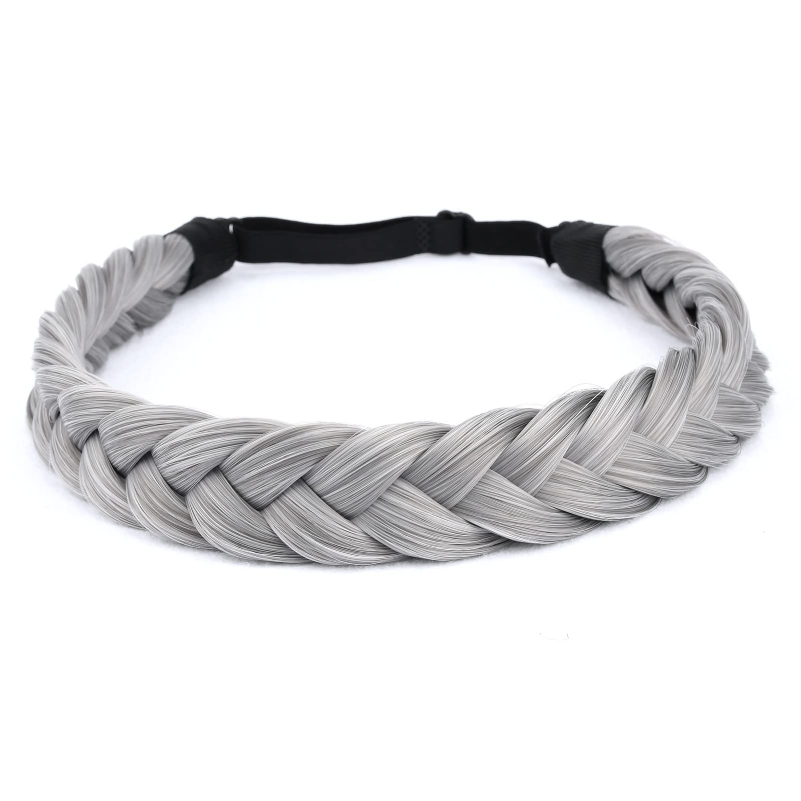 Gledola 2 Strands Fishtail Plaited Braids Headband Braided Synthetic Hair Elastic Stretch, Hair Accessory for Bride Women
