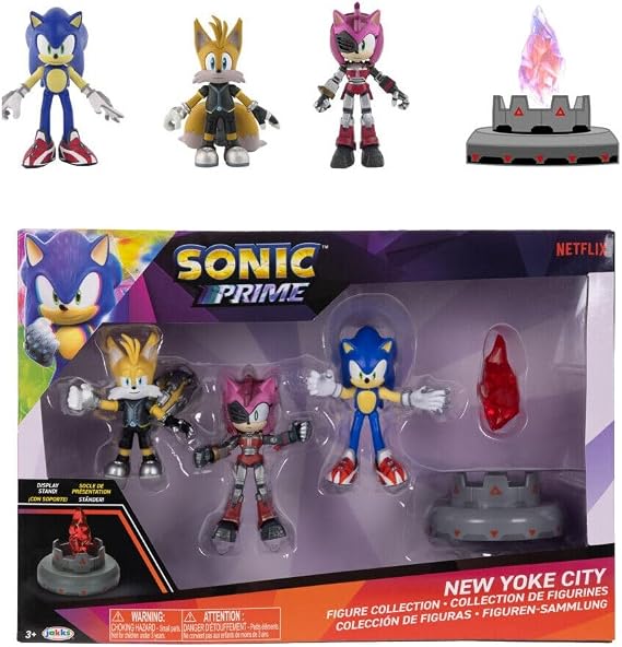 JAKKS Pacific Sonic Prime 2.5 Figure Multipack with Sonic, Tails Nine & The Prism Shard with Display Base!