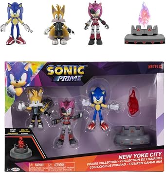 JAKKS Pacific Sonic Prime 2.5 Figure Multipack with Sonic, Tails Nine & The Prism Shard with Display Base!