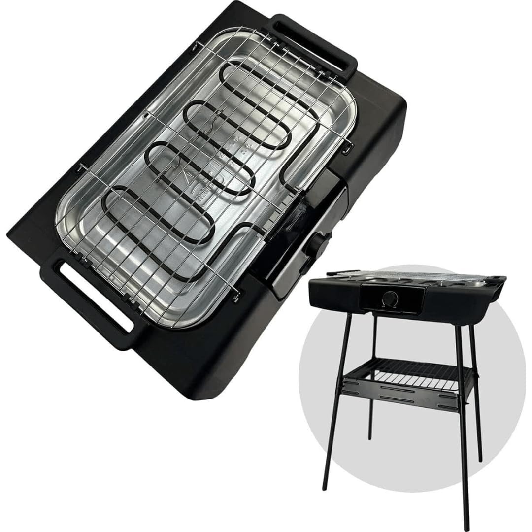 ROYALTY LINE, Barbecue Électrique 2000W RLSBGT2000, Compact et Pliable, Idéal pour Balcon et Terrasse, Facile à Utiliser, Parfait pour Viandes et Légumes, Design Pratique et Sécurisé
