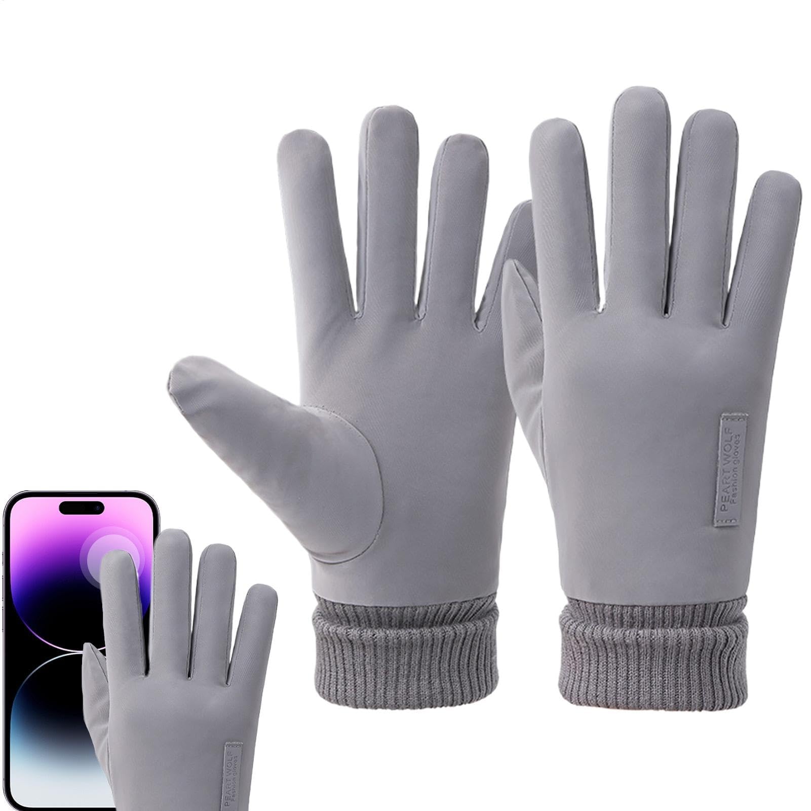 ZH1YFD Winter-Laufhandschuhe – wasserdichte Touchscreen-Handschuhe, wärmeisolierte Schneefäustlinge | rutschfeste, warme Fahrhandschuhe für kaltes Wetter, Winddichte, mit Fleece gefütterte Fäustlinge