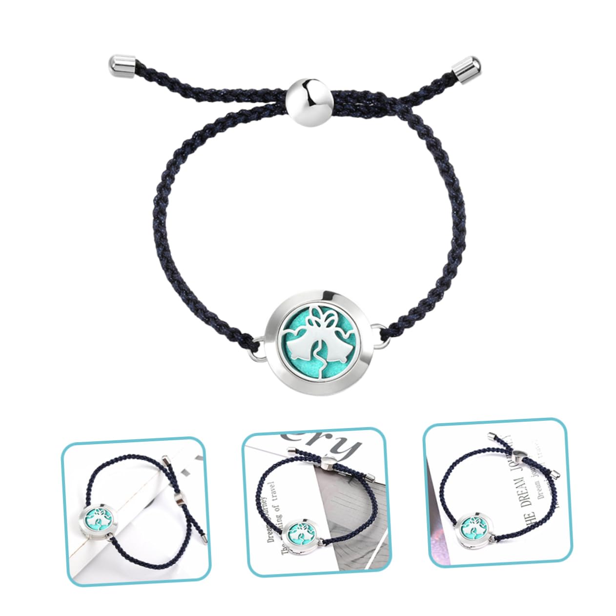 GALPADA 5piezas Pulsera Difusora De Aromaterapia Para Mujeres Pulsera Ajustable De Esencial Joyas De Mujer Diseño Trenzado y Charm Aromático
