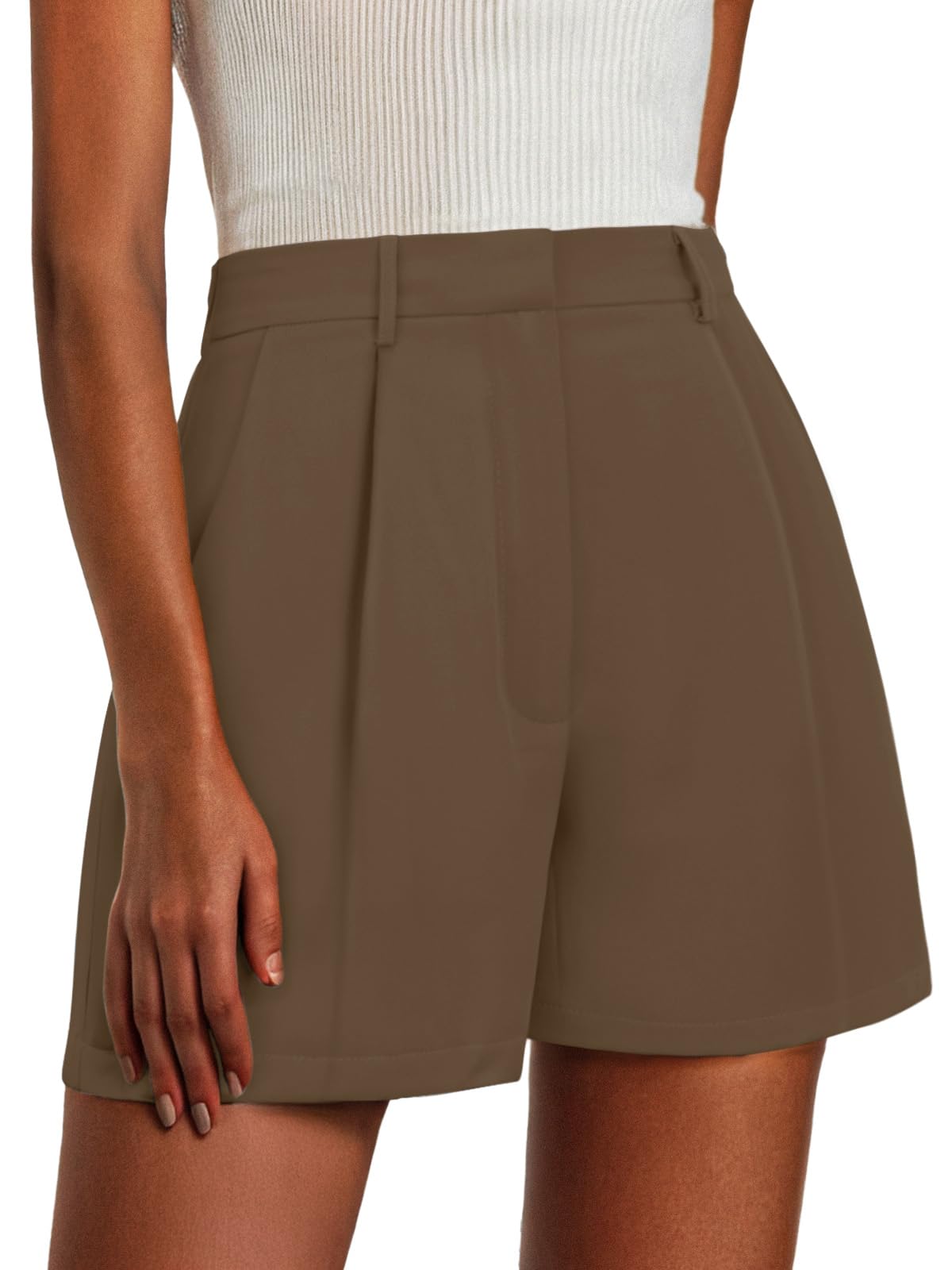 Feiersi Womens Shorts Dressy Casual Elastic Waisted Tailored Work Shorts with Pockets