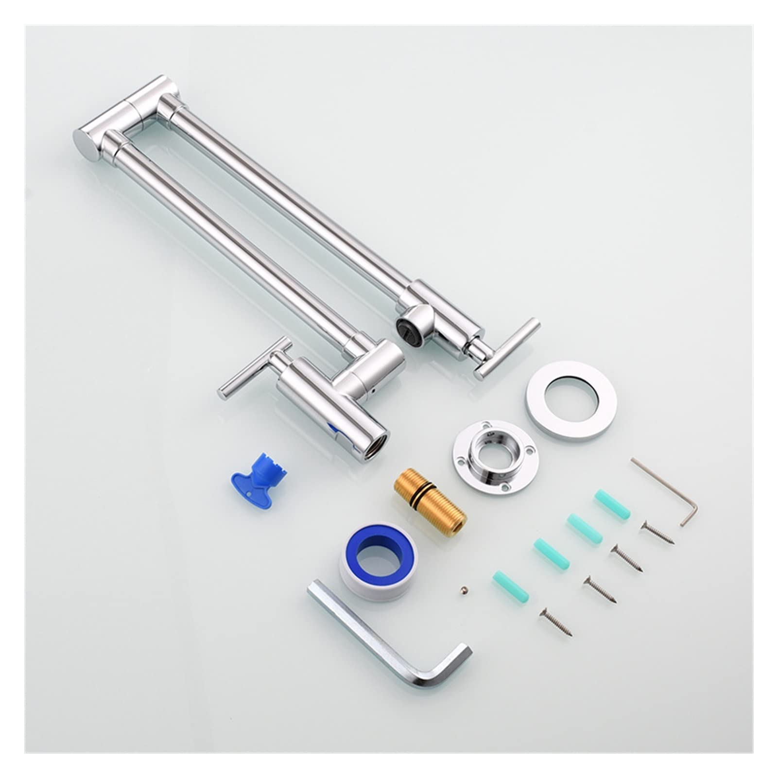 Baterie umywalkowe, Wall Single Cold Faucet Kitchen Folding Łazienka Vrity Double Switch Rotary Pralnia(Nero)