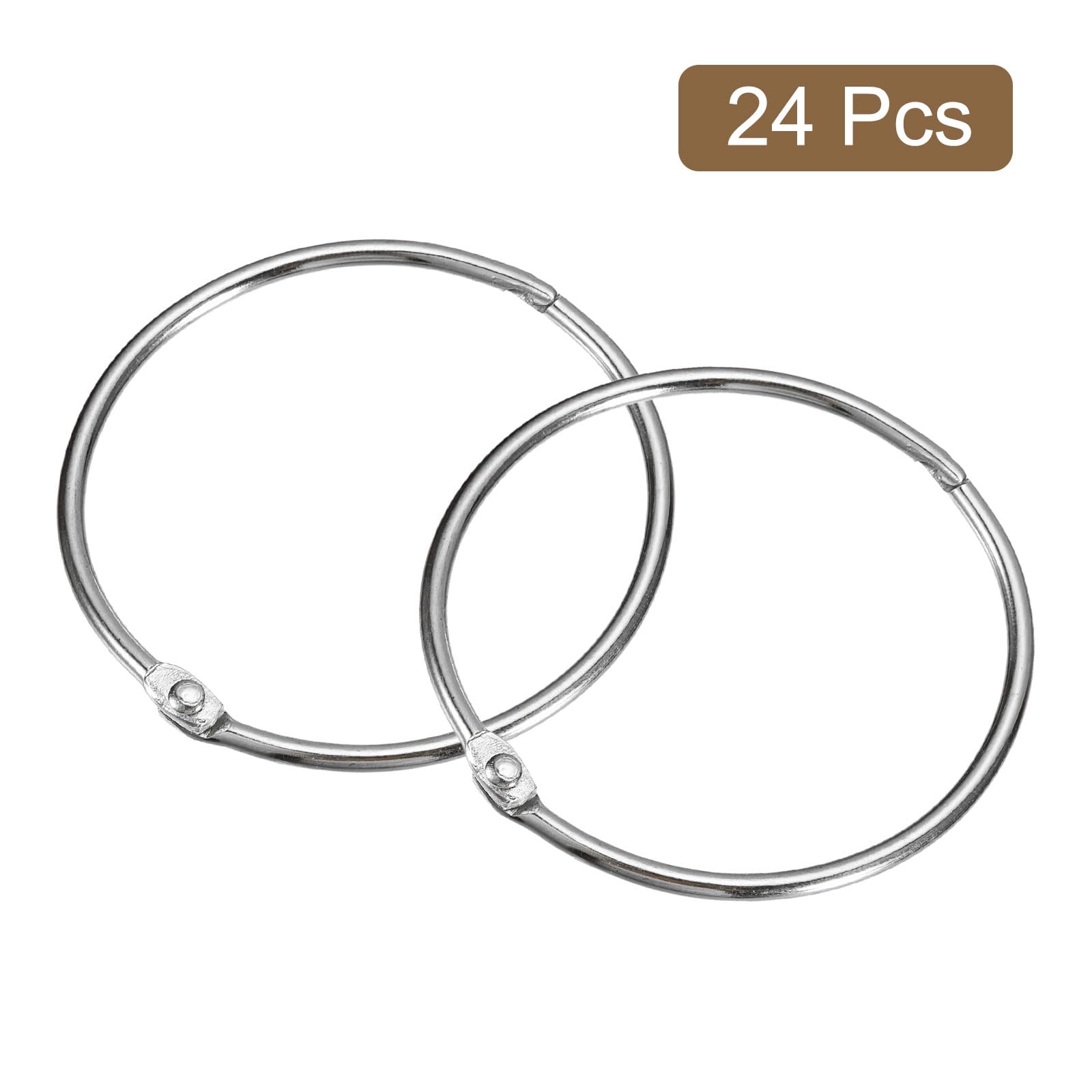 uxcell 24 anillos de cortina de ducha de 3 pulgadas, ganchos redondos de metal inoxidable con diseño de junta a presión para barra de ducha de baño, color plateado