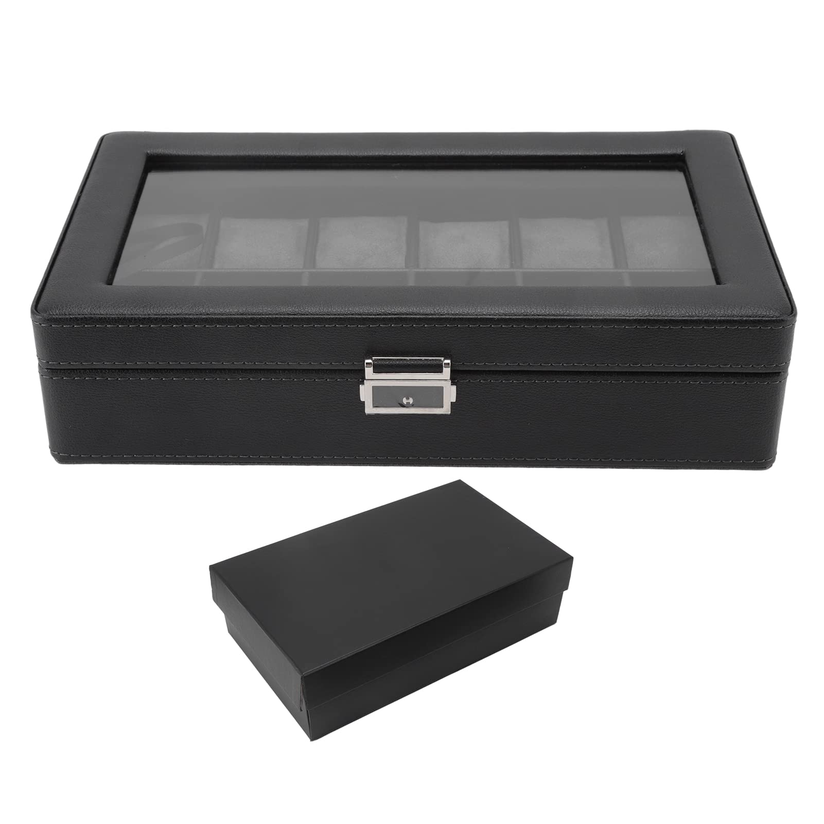 Organizzatore per Orologi Nero Elegante 12 Slot con Coperchio Trasparente Resistente Scatola Porta Orologi per L'organizzazione Domestica
