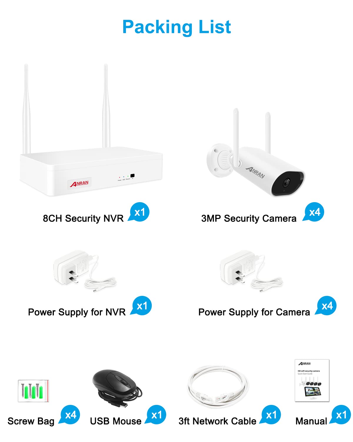 ANRAN Überwachungskamera Set Außen Mit Monitor WLAN IP Camera 5MP 12"1TB Audio E - Foto 10