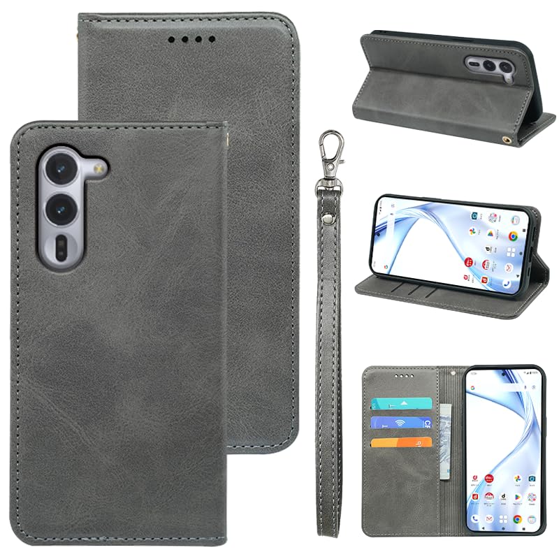 に適用する Arrows Alpha F-51F ケース 手帳型 に適用する arrows Alpha 手帳型ケース スマホケース カバー 手帳型 PUレザー カード収納 財布型 耐衝撃 ケース マグネット スタンド機能付き (に適用する Alpha F-51F ケース 手帳型) (ライトグレー)