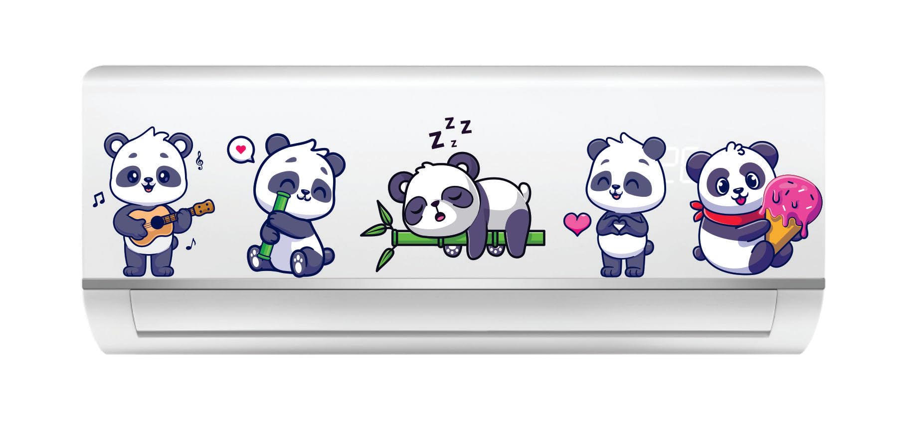 Decor Kraft AC Sticker Fridge Sticker Wall Sticker Lazy Panda AC Stickers Standard Size (Pack of 1)-image-8