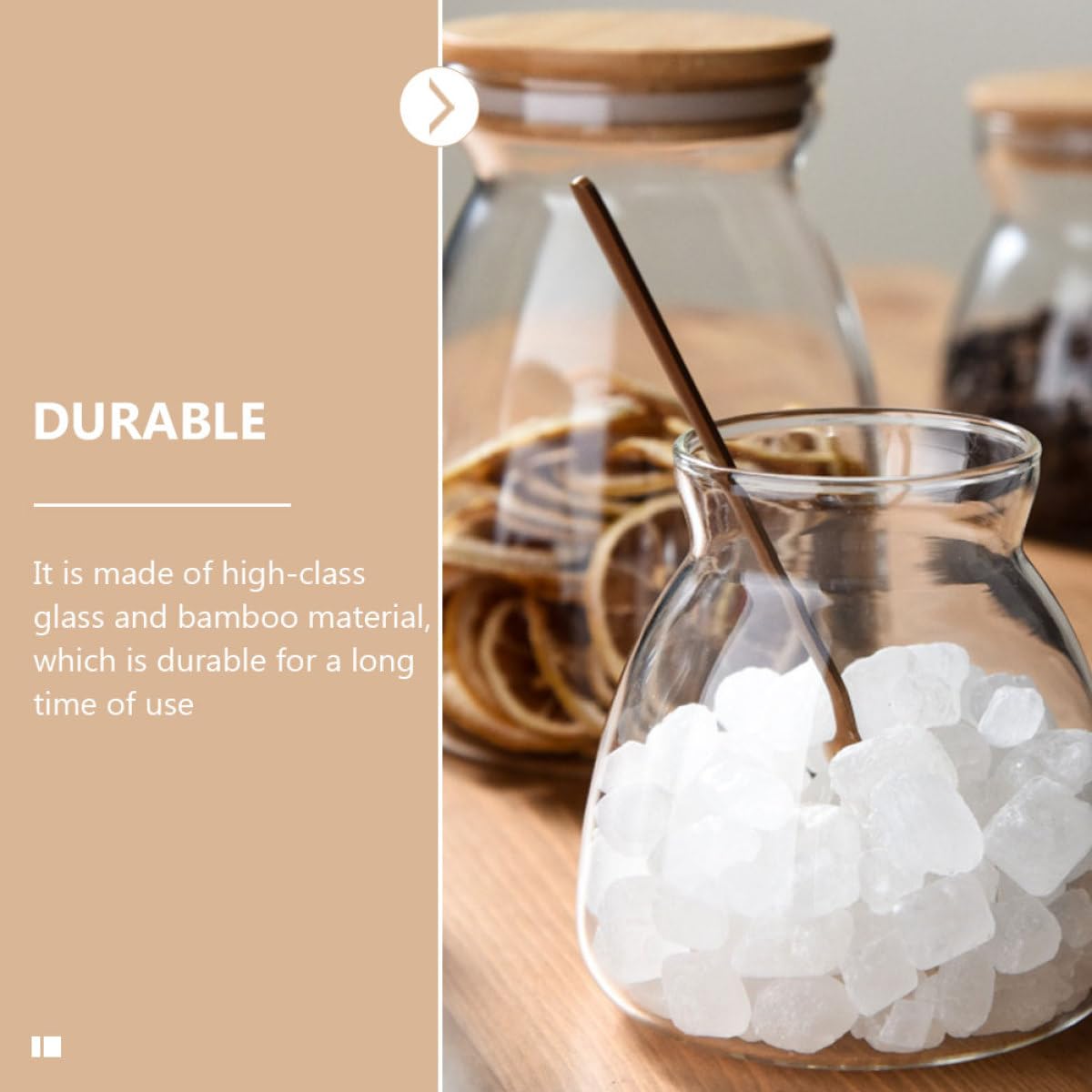 2 Stück Glas Vorratsgläser mit Holzdeckel und Silikonring 1000ml Luftdicht Borosilikatglas Behälter für Tee und Getreide für Schreibtisch