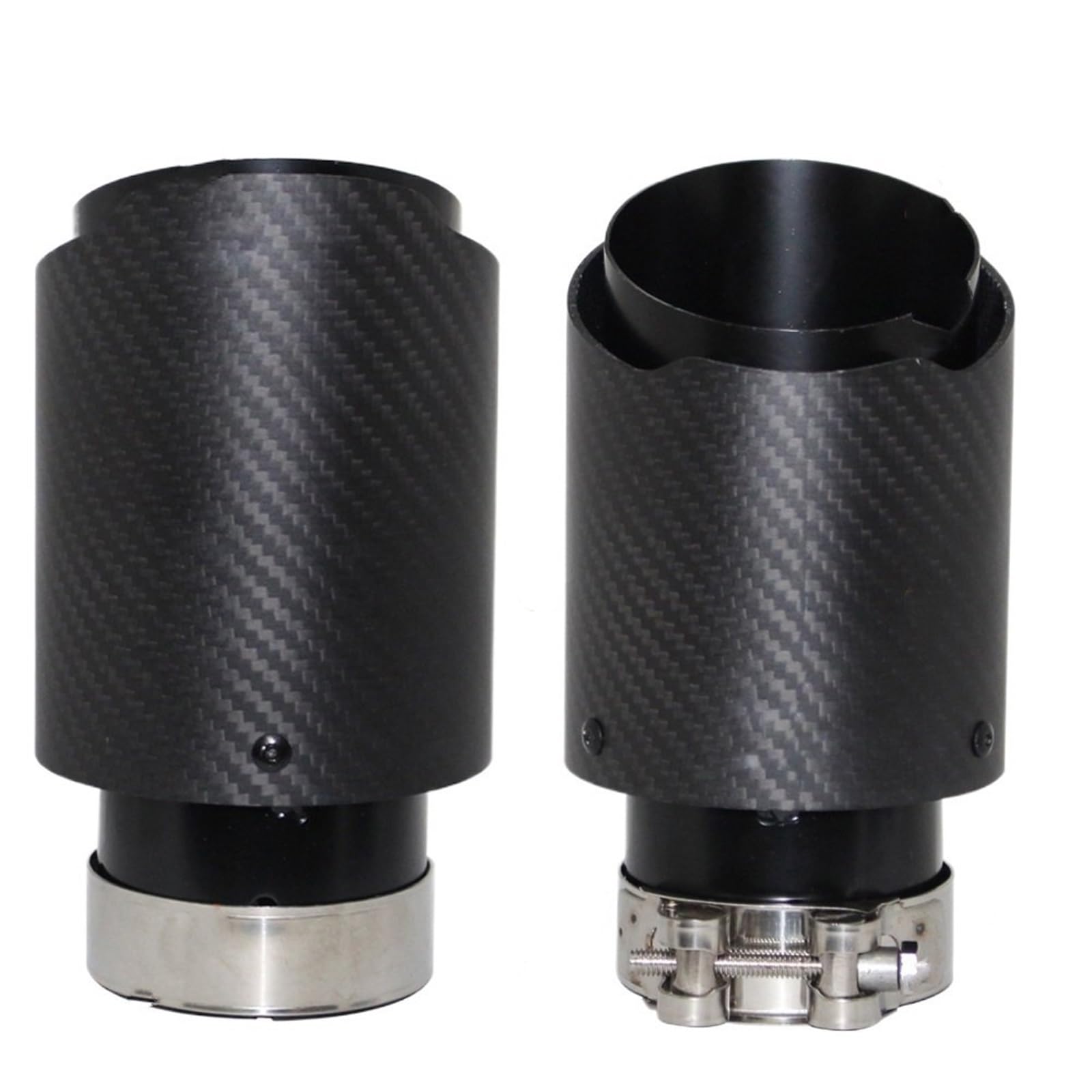 Uniwersalna końcówka tłumika z włókna węglowego, układu wydechowego, dysza prosta, nierdzewna, czarna Tłumik do auta(63mm-114mm)