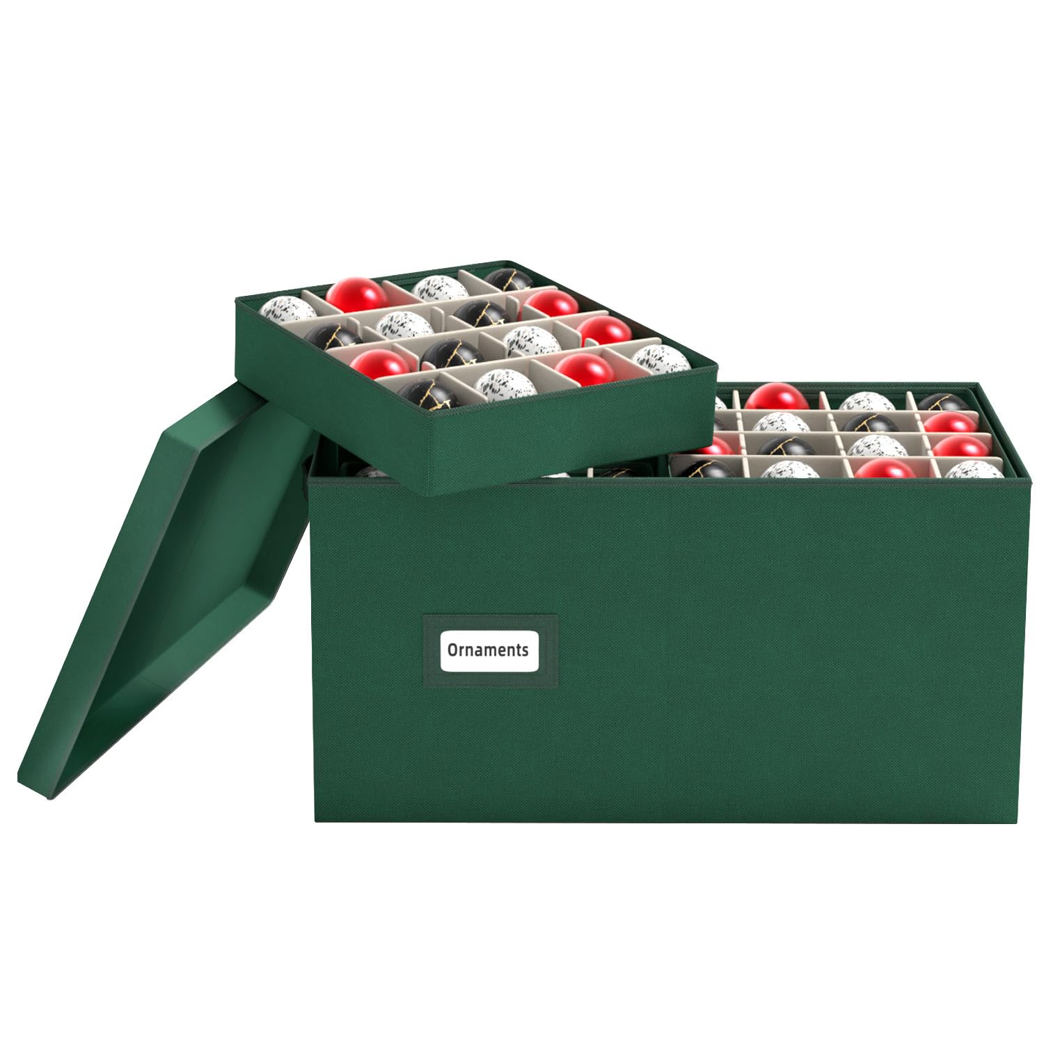 Dicasser Christmas Ornament Storage with Tray Dividers-Adjustable for 25.59” 12-99” 13-58” Holiday Ornaments, Fit Many Sizes Ornaments,Green