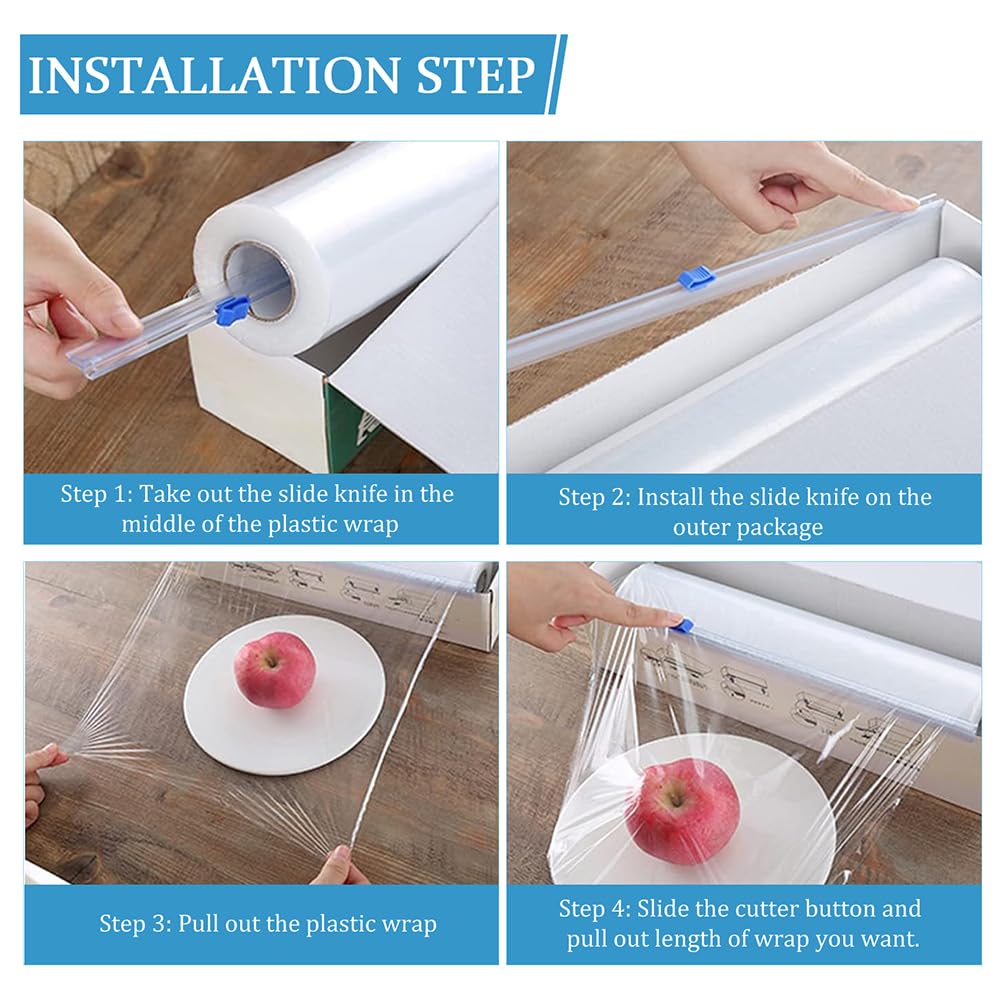 CRASPIRE 12 Cortador Deslizante de Plástico, 13" dispensadores de Película Adhesiva, Cortador Deslizante de Dos Vías, Repuesto Recargable para Cocina, Hogar, Papel de Aluminio, Barbacoa, Papel