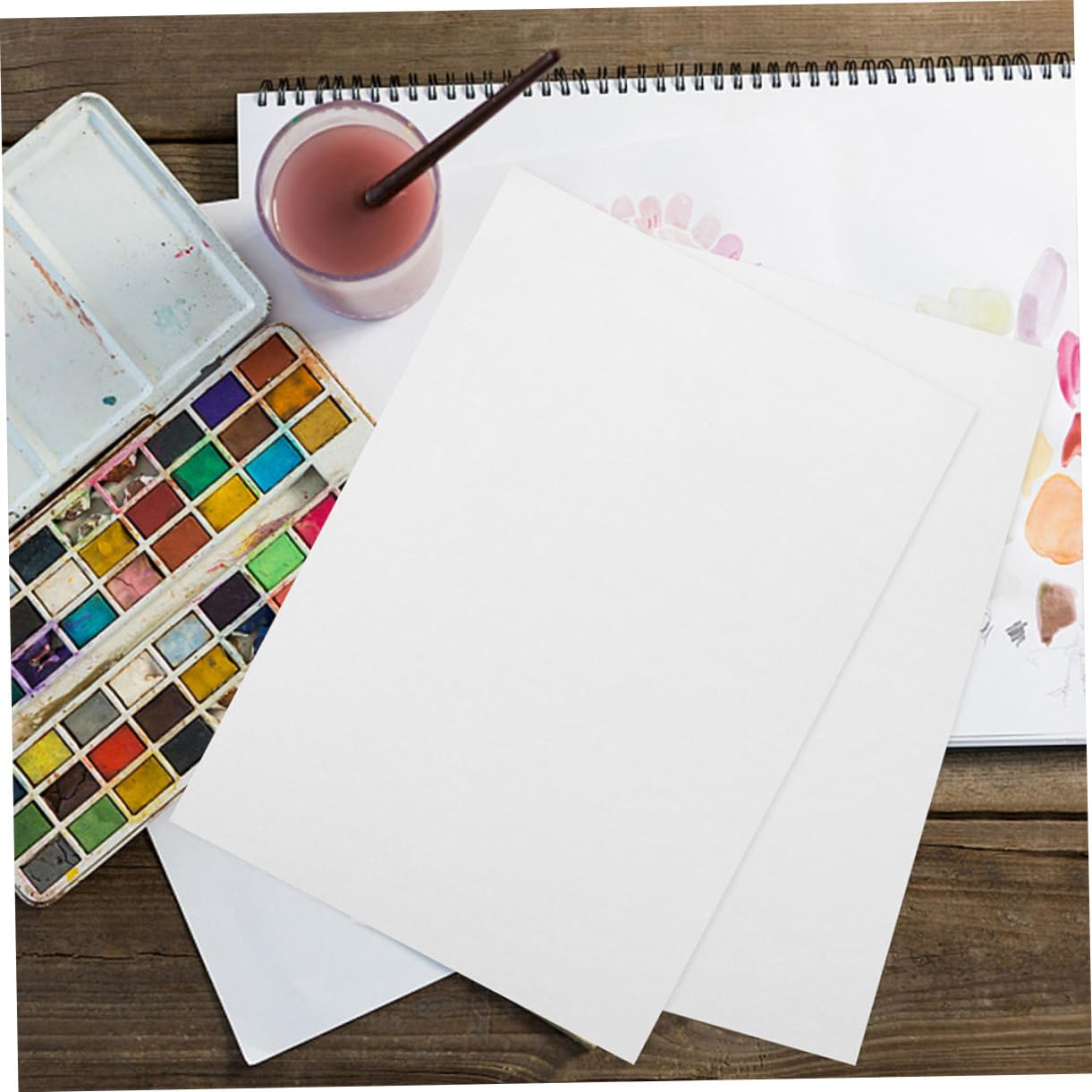 Aquarellpapier 100 Blatt Weißes Dickes Papier für Malen | Künstlerpapier für Wasserfarbe und Wassermalerei, 100 Blätter im Blockformat