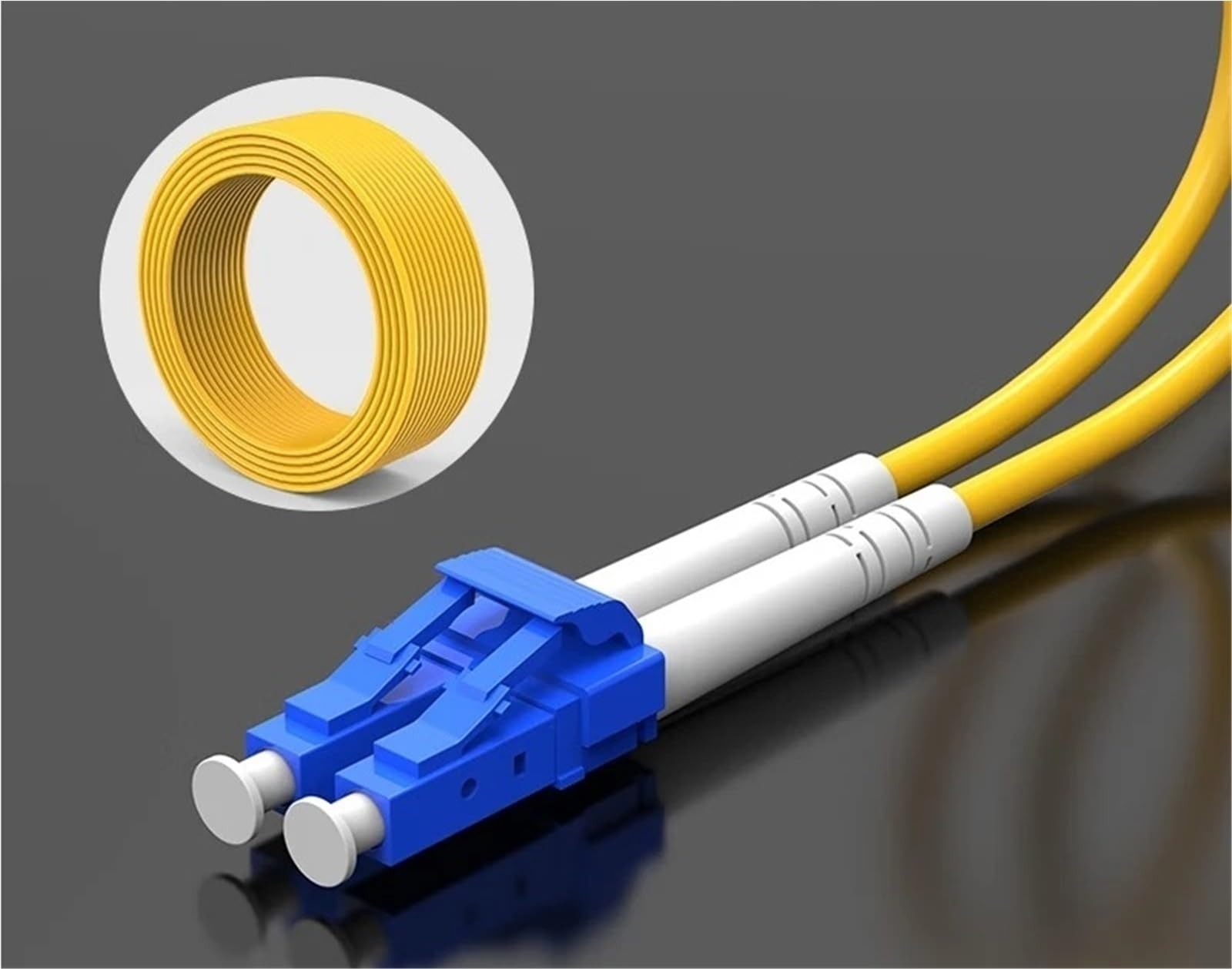 Lot de 10 câbles de raccordement à fibre optique LC / UPC-LC/UPC DX 3,0 mm monomode G652D - Gaine LZH jaune - Gaine LSZH - 1 m/2 m/5 m (3 m, 10 pièces)
