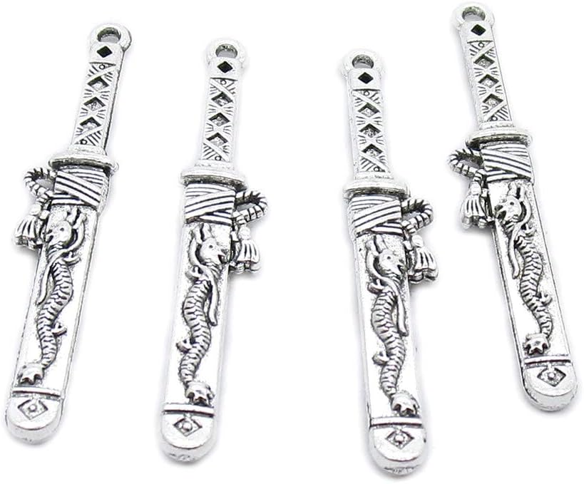 340 Pieces Antique Silver Tone Jewelry Charms Suppliers Arts Crafts Making Beading Findings Crafting IN1Z6G Sword
