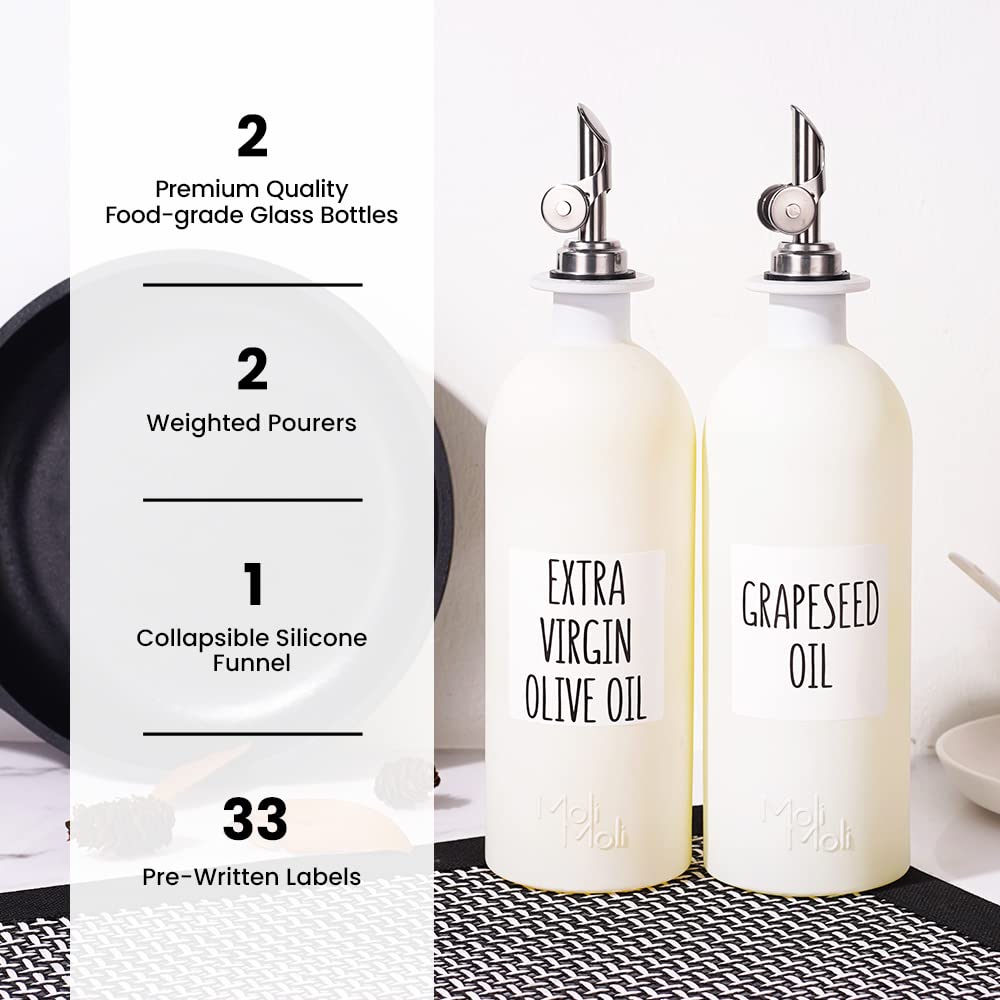 Distributeur D'Huile D'Olive Molimoli - 2 Bouteilles En Verre Avec Bec Verseur Automatique Pour Cuisine
